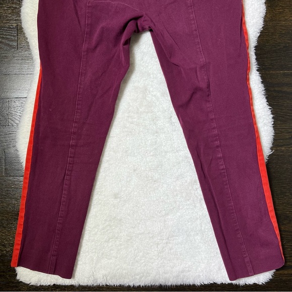 Anthropologie The Essential Slim Burgundy Red Stripe Chino Pants Size 4 - Picture 5 of 10